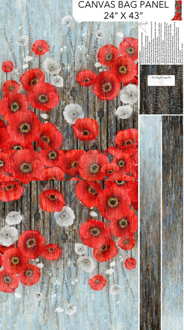 Poppy Meadow Canvas Tote Bag Panel C29093-97