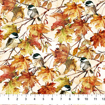 Autumn Leaves Birds Cream Multi DP28057-11