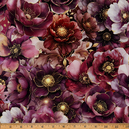 MIDNIGHT FLORAL X5696-38-Burgundy